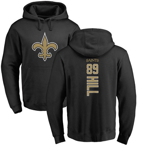 Men New Orleans Saints Black Josh Hill Backer NFL Football #89 Pullover Hoodie Sweatshirts->nfl t-shirts->Sports Accessory